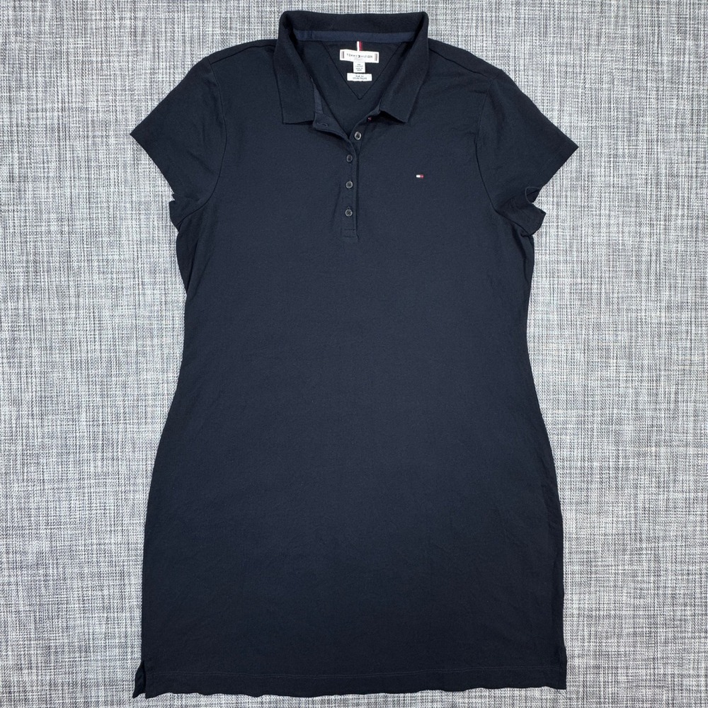 Tommy Hilfiger Womens XXL Navy Slim Fit Polo Dress Cotton Pique Short Sleeve